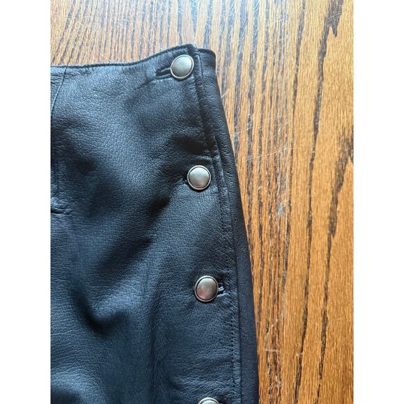 Vintage Long Black Leather Skirt Button StreetWear StreetStyle Punk Goth Metal - Picture 3 of 6